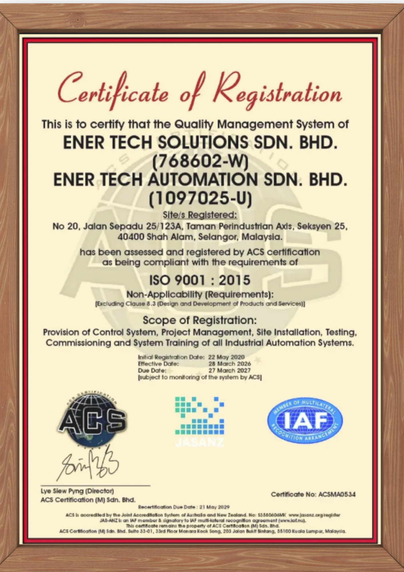 ISO 9001 Certification