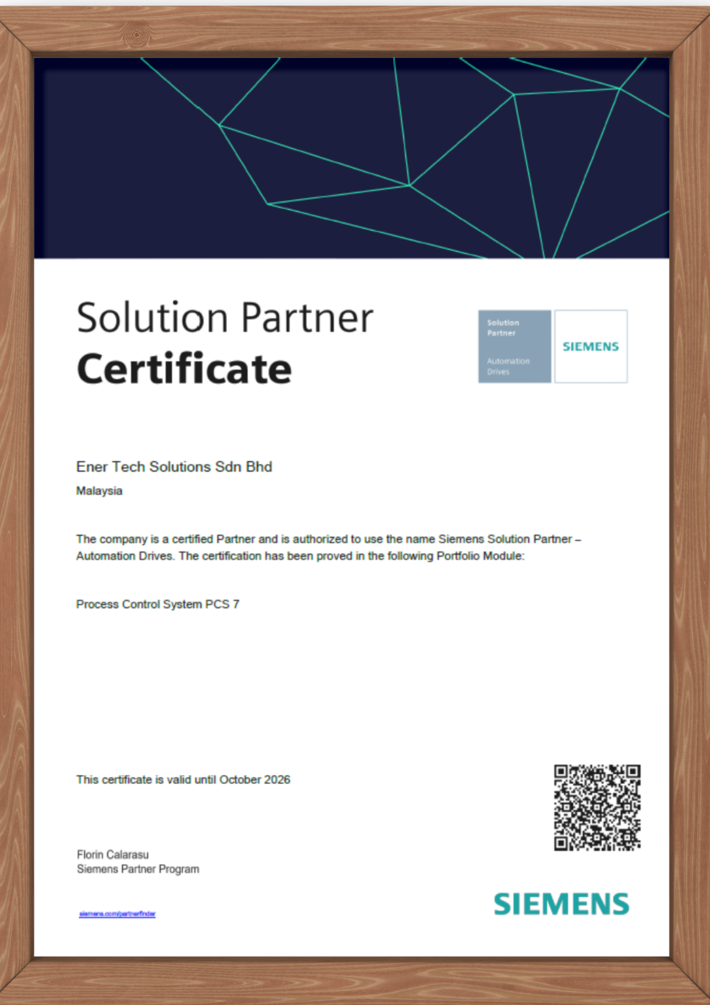 SIEMENS SOLUTION PARTNER Portfolio Module – Process Control System PCS 7