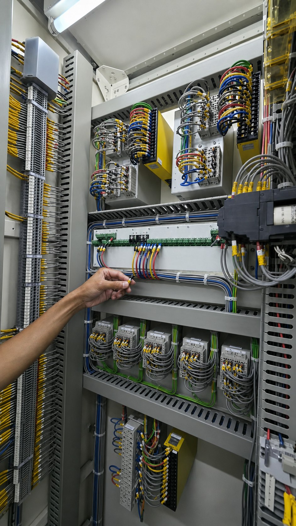 Neatly routed control panel wiring for Point-on-Wave relay replacement