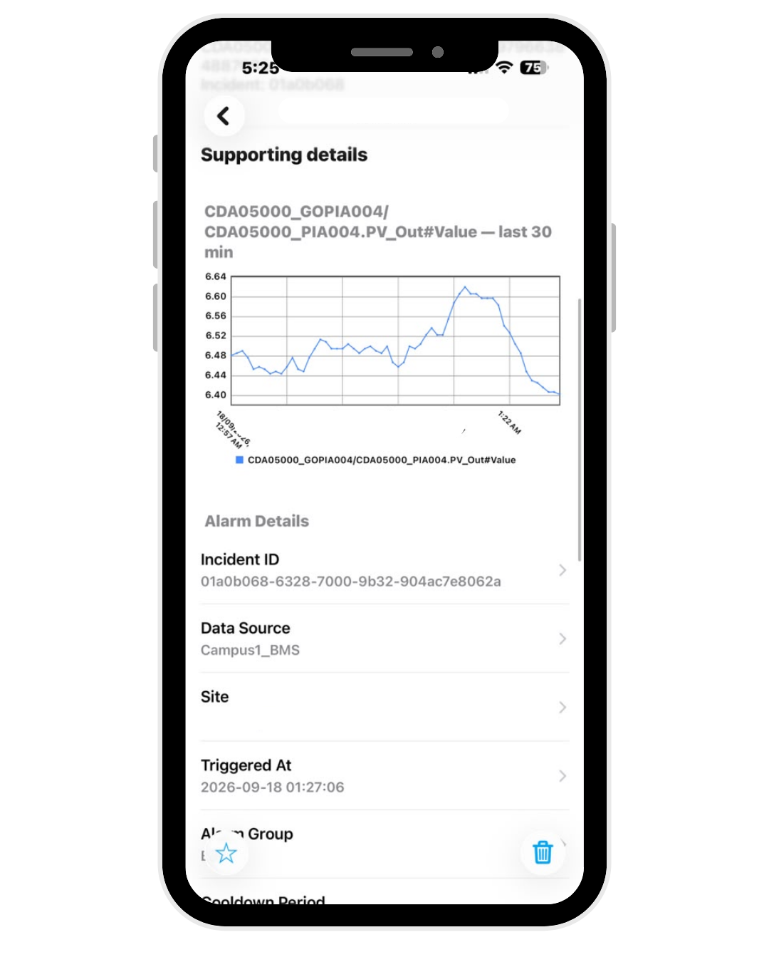 dotdoplus mobile alarm trend and incident details